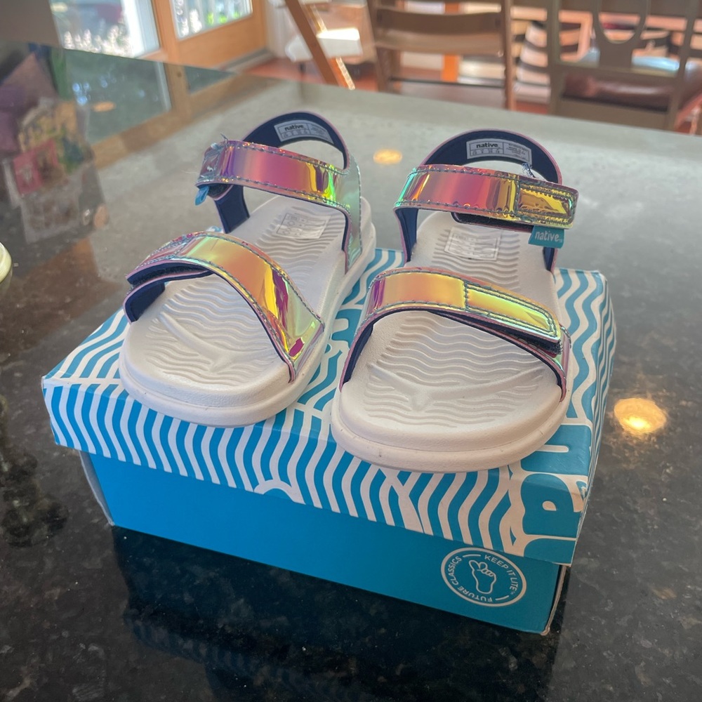 NIB Native Shoes Charley Hologram Sandals size C9
